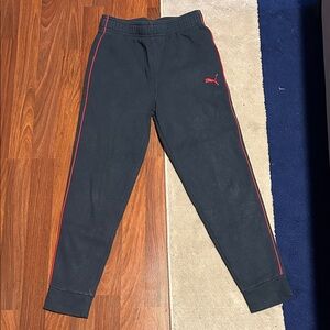 Puma Kids Navy Joggers with Red Trim